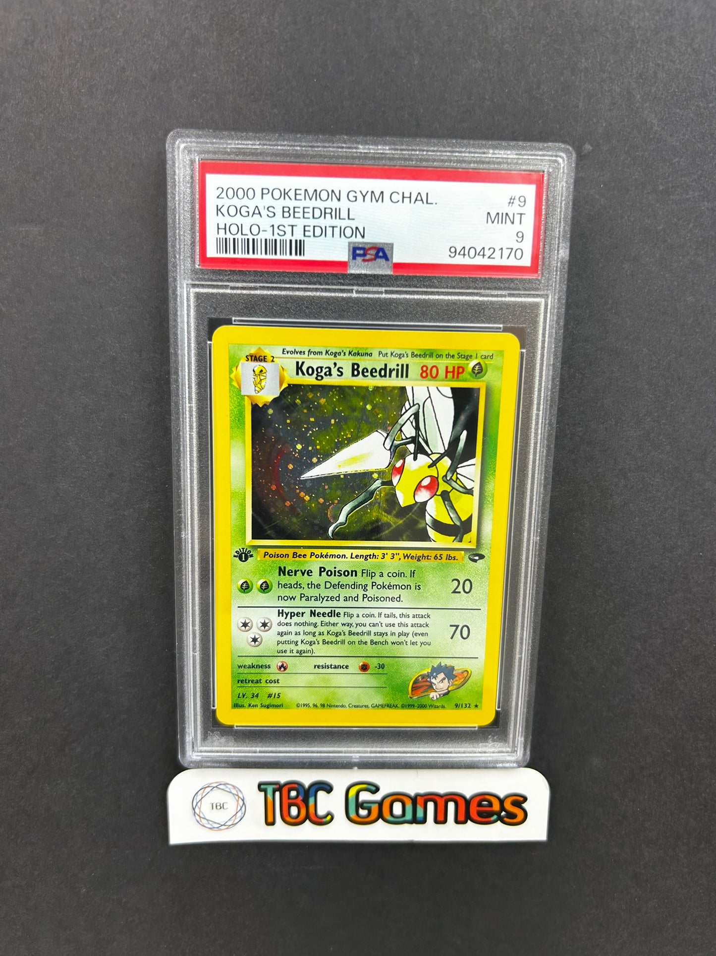 Koga's Beedrill Gym Challenge 1st Edition Holo 9/132 PSA 9