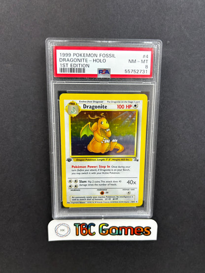Dragonite Fossil 1st Edition Holo 4/62 PSA 8 TBC Games Dragonite Fossil 1st Edition Holo 4/62 PSA 8 TBC Games