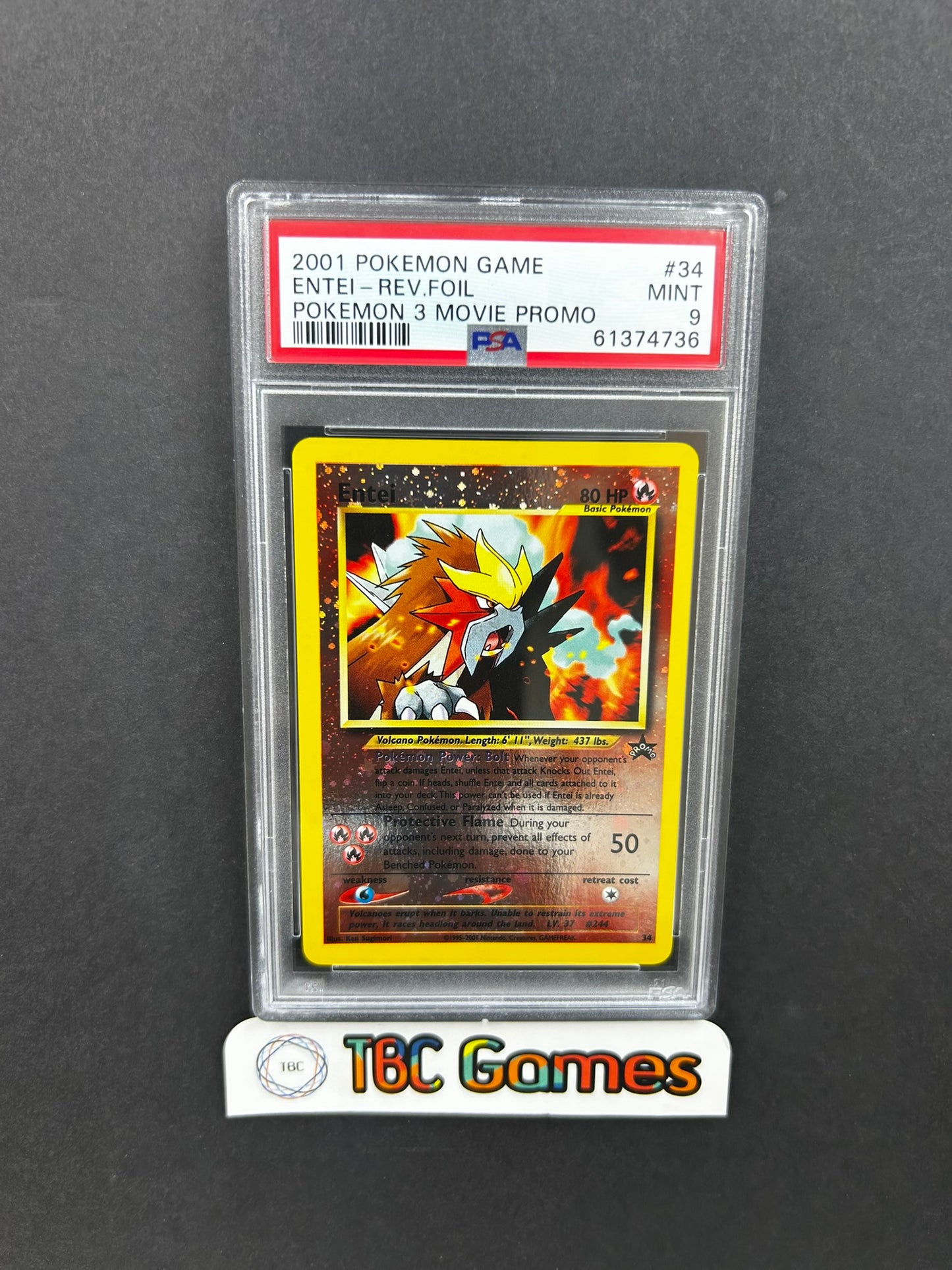 Entei Reverse Holo Movie Promo WotC 34 PSA 9