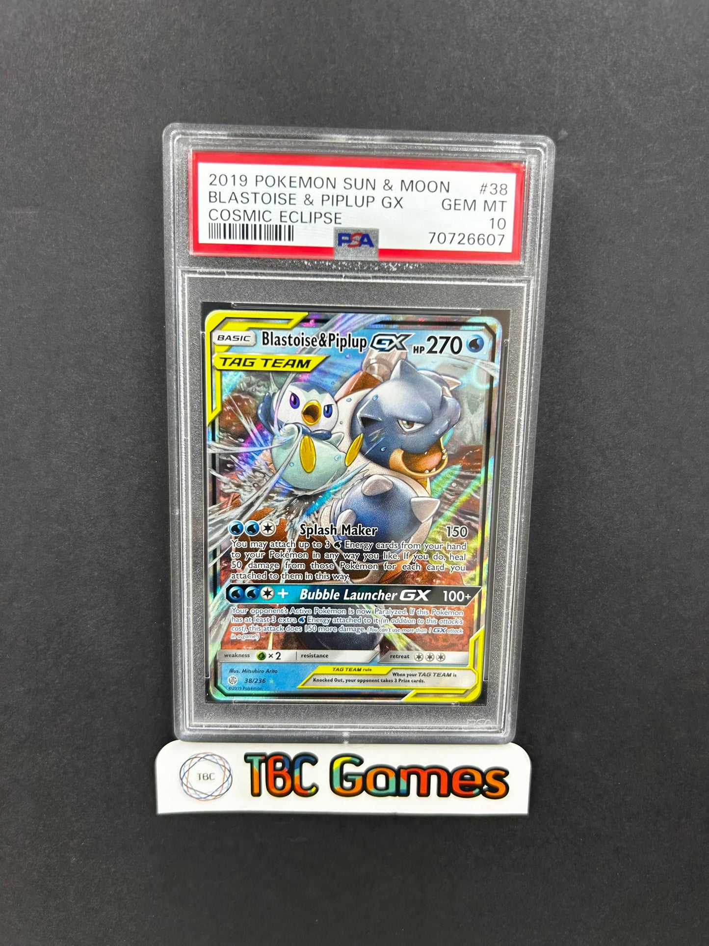 Blastoise & Piplup GX Cosmic Eclipse 38/236 PSA 10