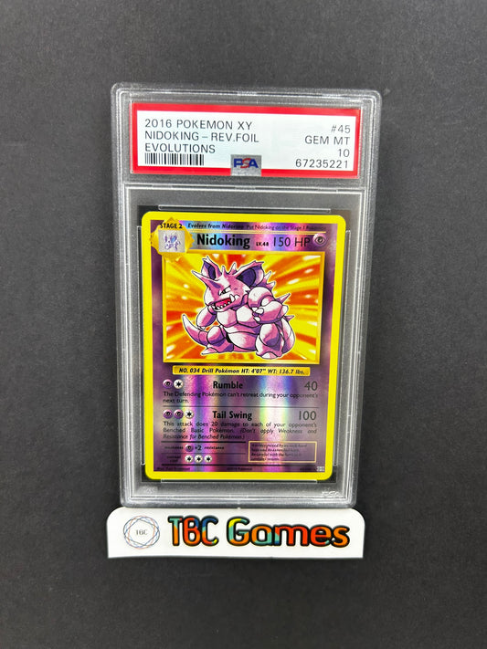 Nidoking Evolutions Reverse Holo 45/108 PSA 10