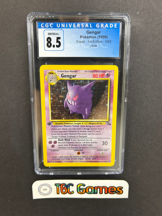 Gengar Fossil 1st Edition Holo 5/62 CGC 8.5