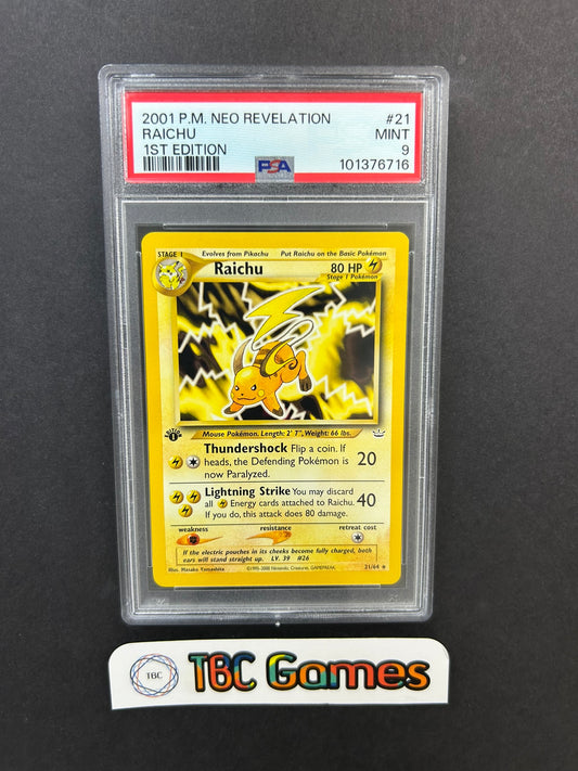 Raichu Neo Revelation 1st Edition 21/64 PSA 9