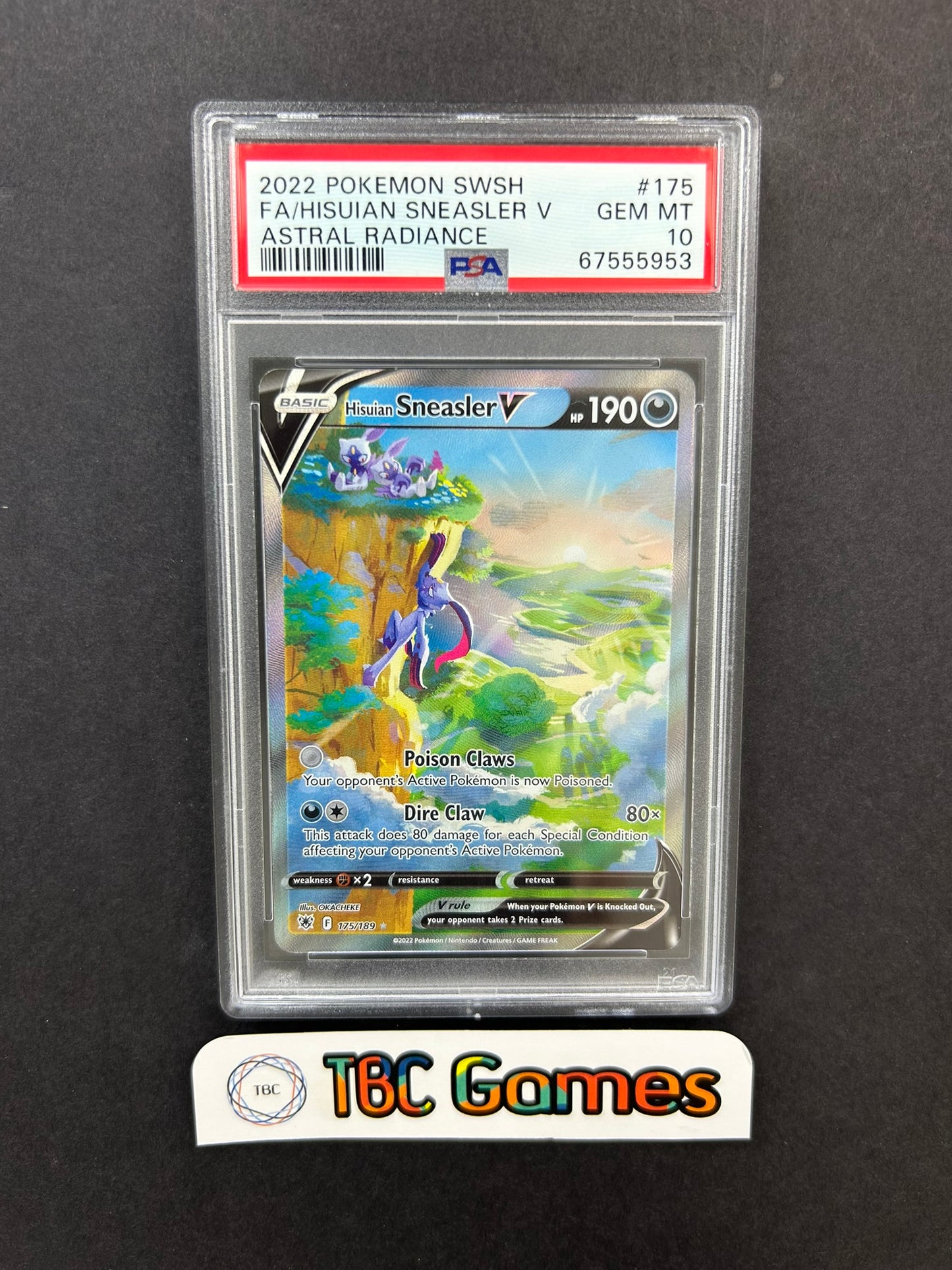 Hisuian Sneasler V Astral Radiance Alt Art 175/189 PSA 10