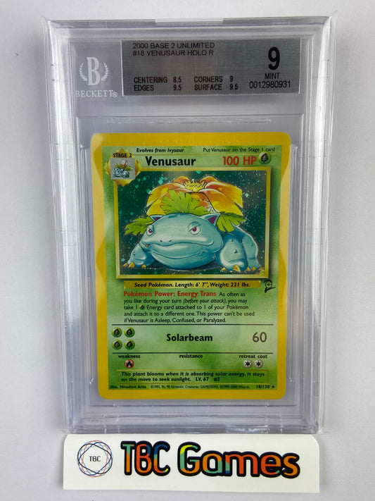 Venusaur Base Set 2 Holo 18/130 Subgrades BGS 9