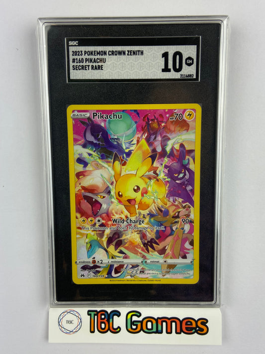 Pikachu Crown Zenith Secret 160/159 PSA SGC 10