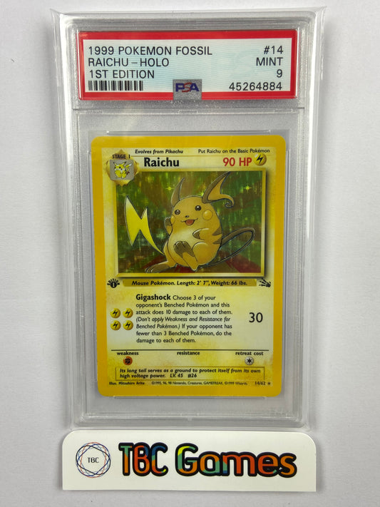 Raichu Fossil 1st Edition Holo 14/62 PSA 9