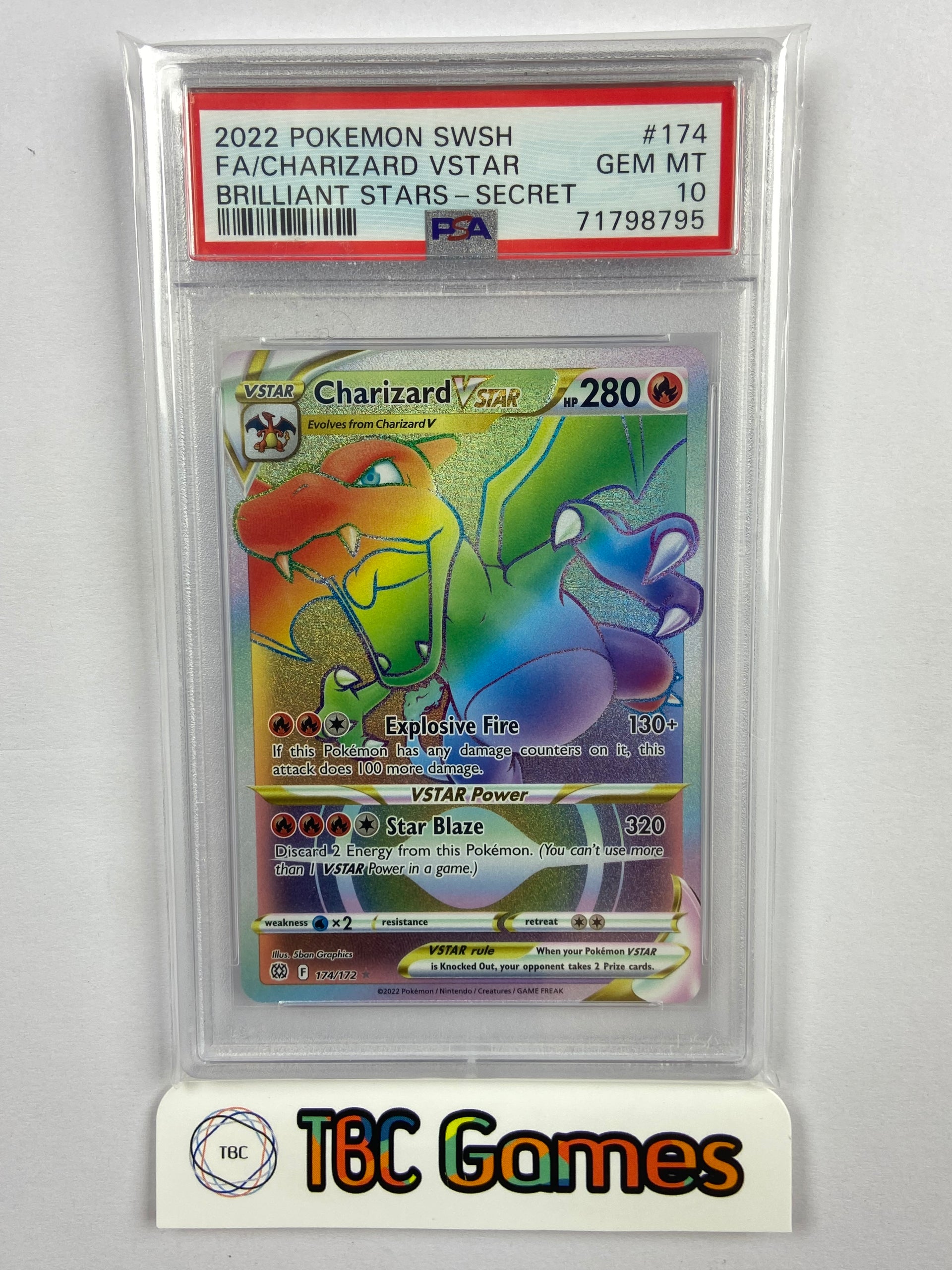 pokemon card 174 172 Charizard VSTAR Brilliant Stars Rainbow 174/172 PSA 10 – TBC Games Choose:Vivi (STITCHED EDGE) exclusive Violet 151 Holofoil — Pokemon Trading Card Game