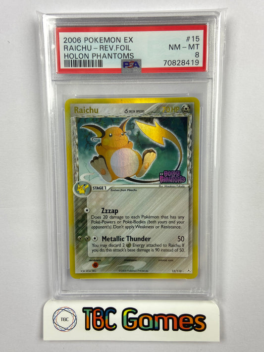Raichu Holon Phantoms Reverse Holo 15/110 PSA 8
