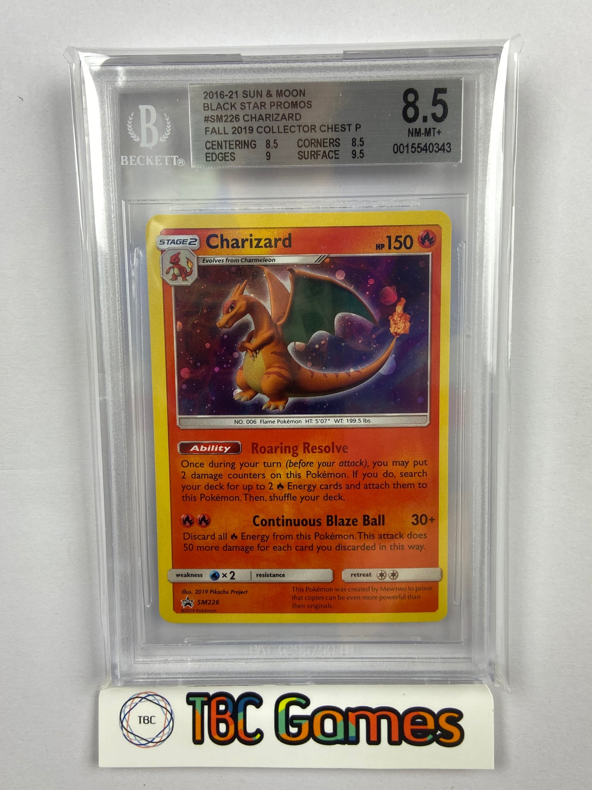 Charizard Black Star Promo SM226 Subgrades BGS 8.5 TBC Games Charizard Black Star Promo SM226 Subgrades BGS 8.5 TBC Games