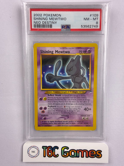 Shining Mewtwo Neo Destiny 109/105 PSA 8 TBC Games Shining Mewtwo Neo Destiny 109/105 PSA 8 TBC Games