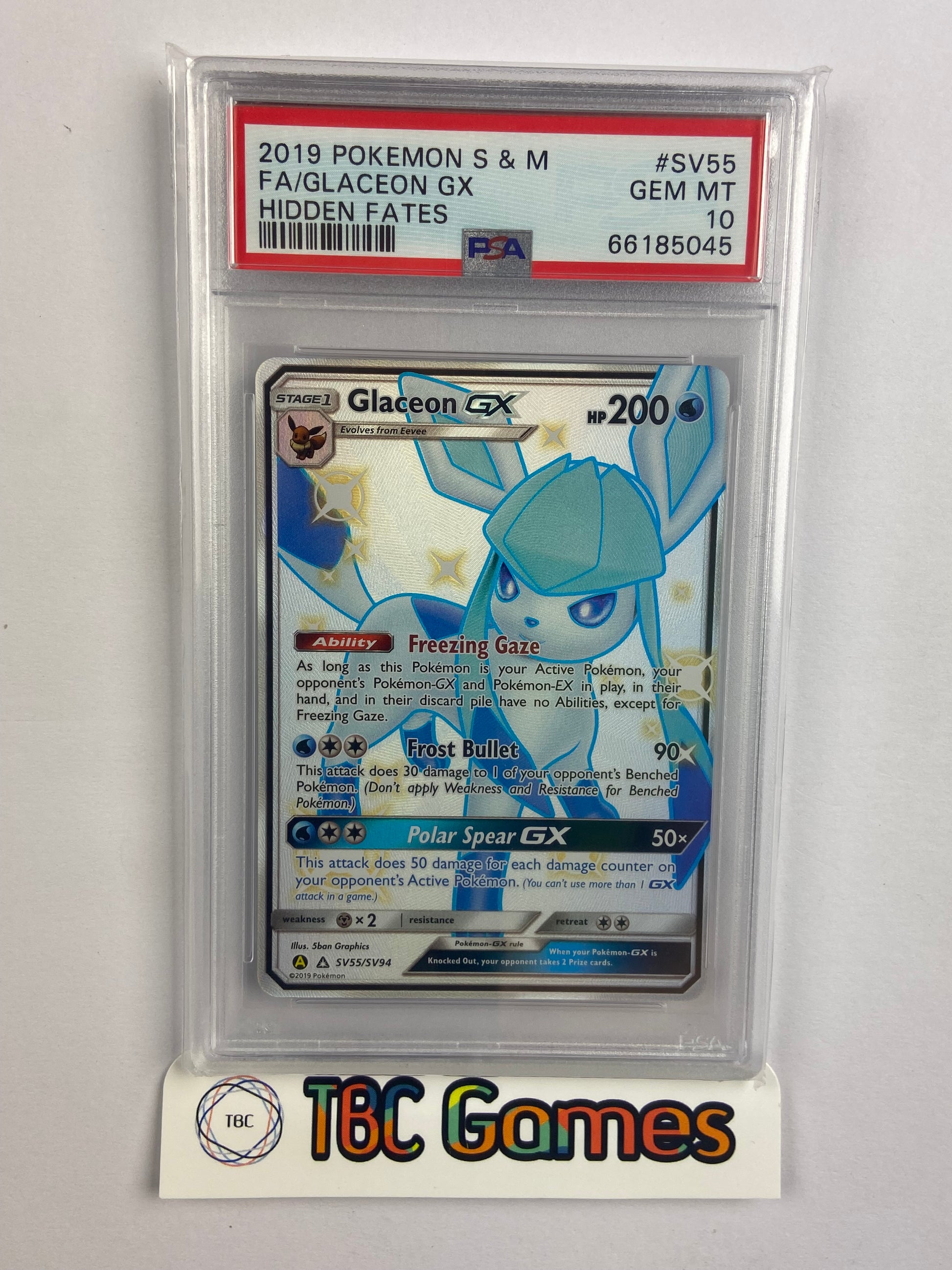 Glaceon GX Hidden Fates Shiny SV55/SV94 PSA 10 – TBC Games