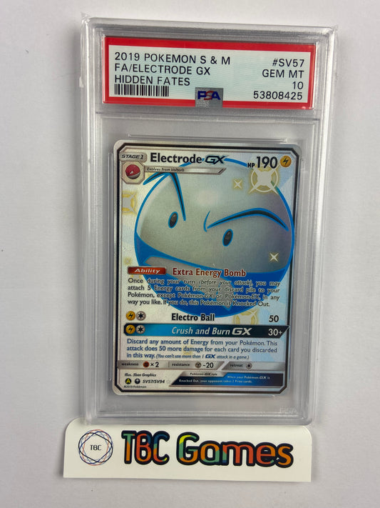 Electrode GX Hidden Fates Shiny SV57/SV94 PSA 10