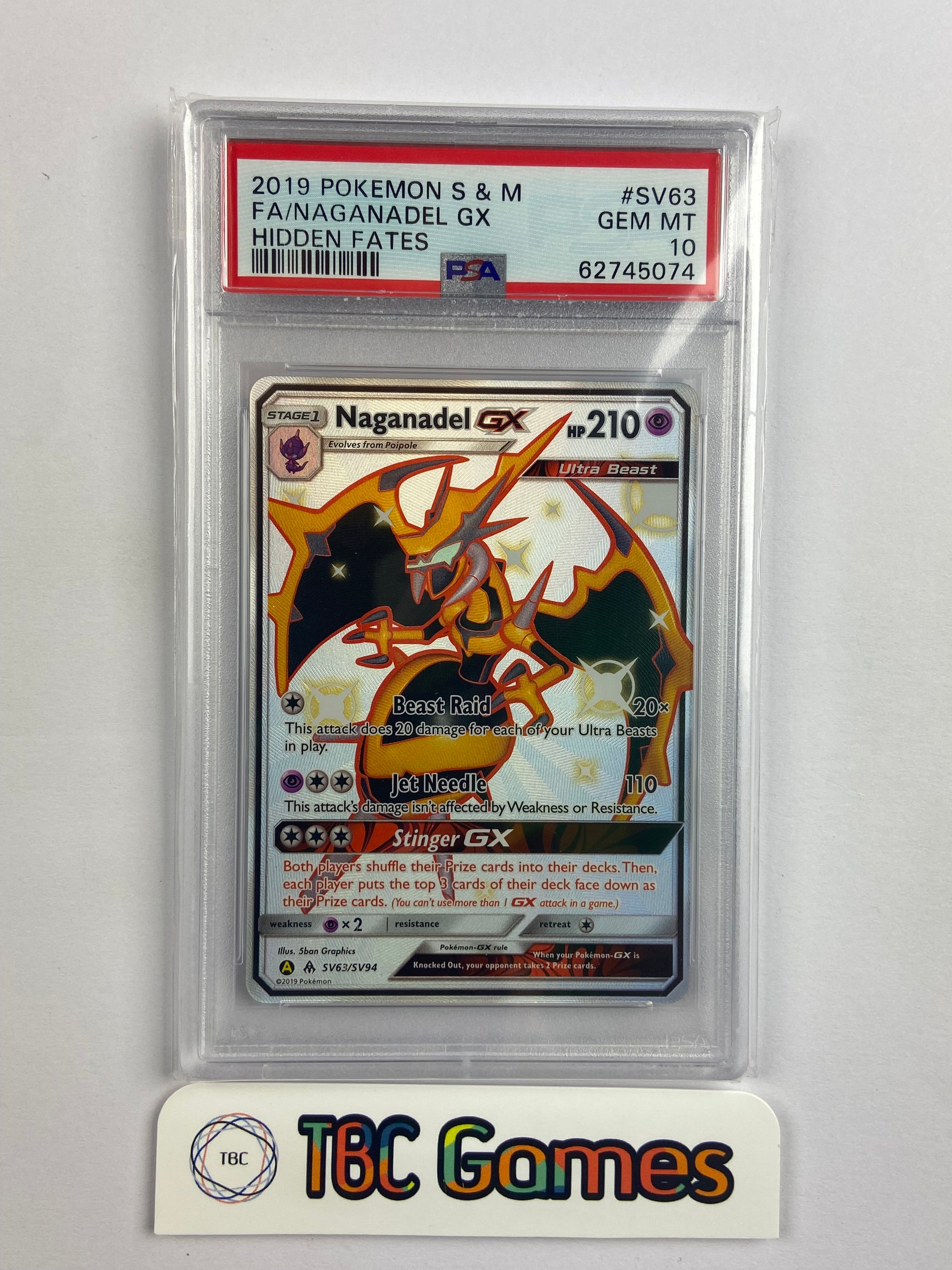 Naganadel GX Hidden Fates Shiny SV63/SV94 PSA 10 – TBC Games