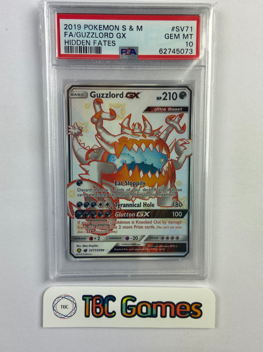 Guzzlord GX Hidden Fates Shiny SV71/SV94 PSA 10