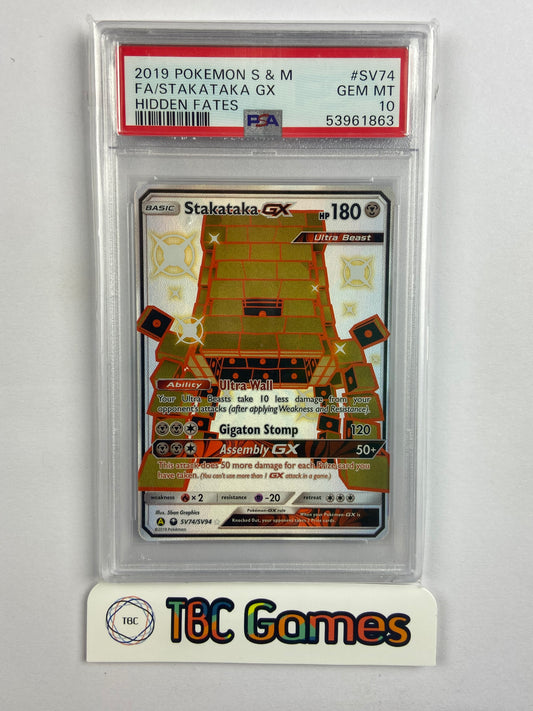 Stakataka GX Hidden Fates Shiny SV74/SV94 PSA 10