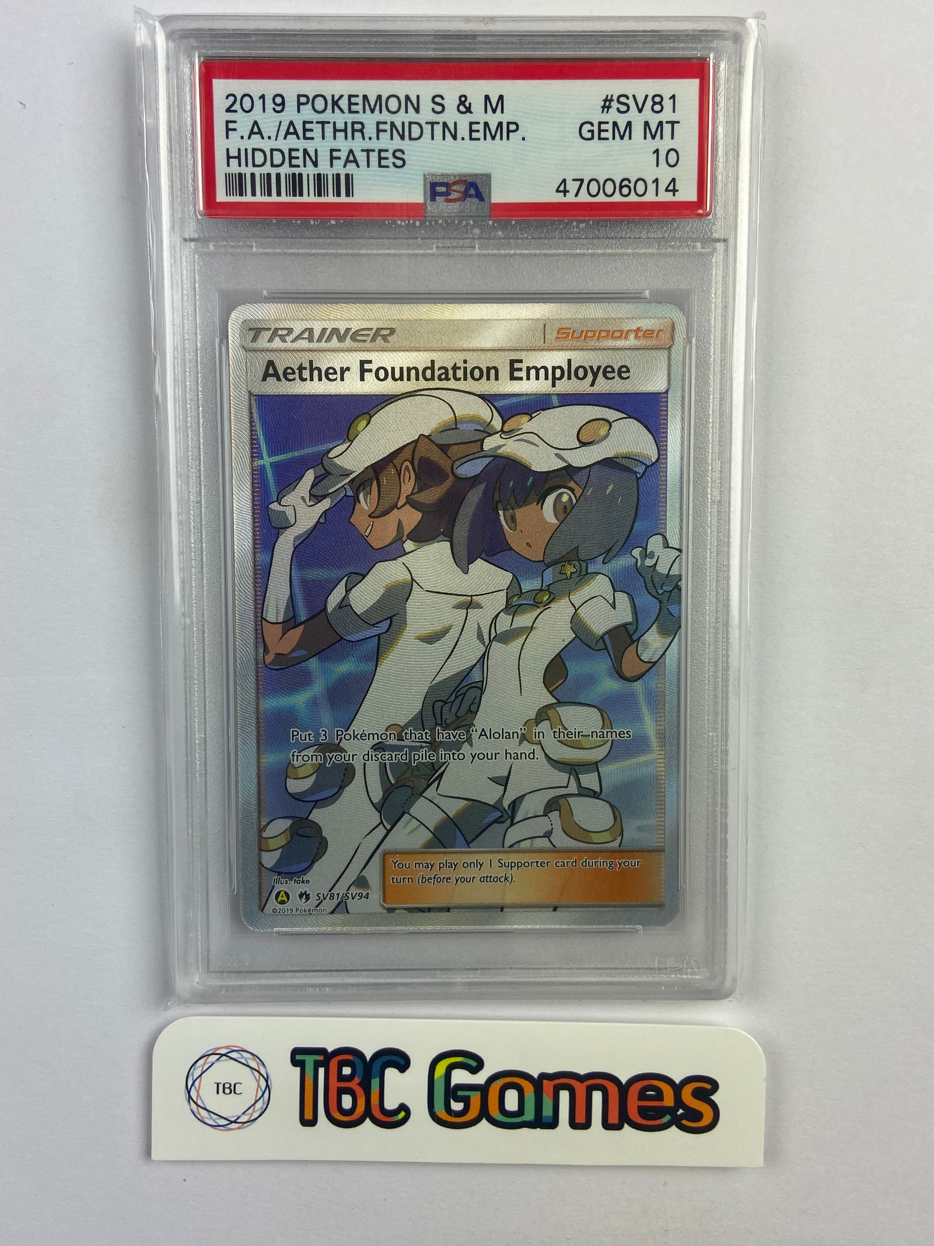 Aether Foundation Employee Hidden Fates SV81/SV94 PSA 10