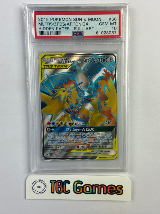 Moltres & Zapdos & Articuno GX Hidden Fates 66/68 PSA 10
