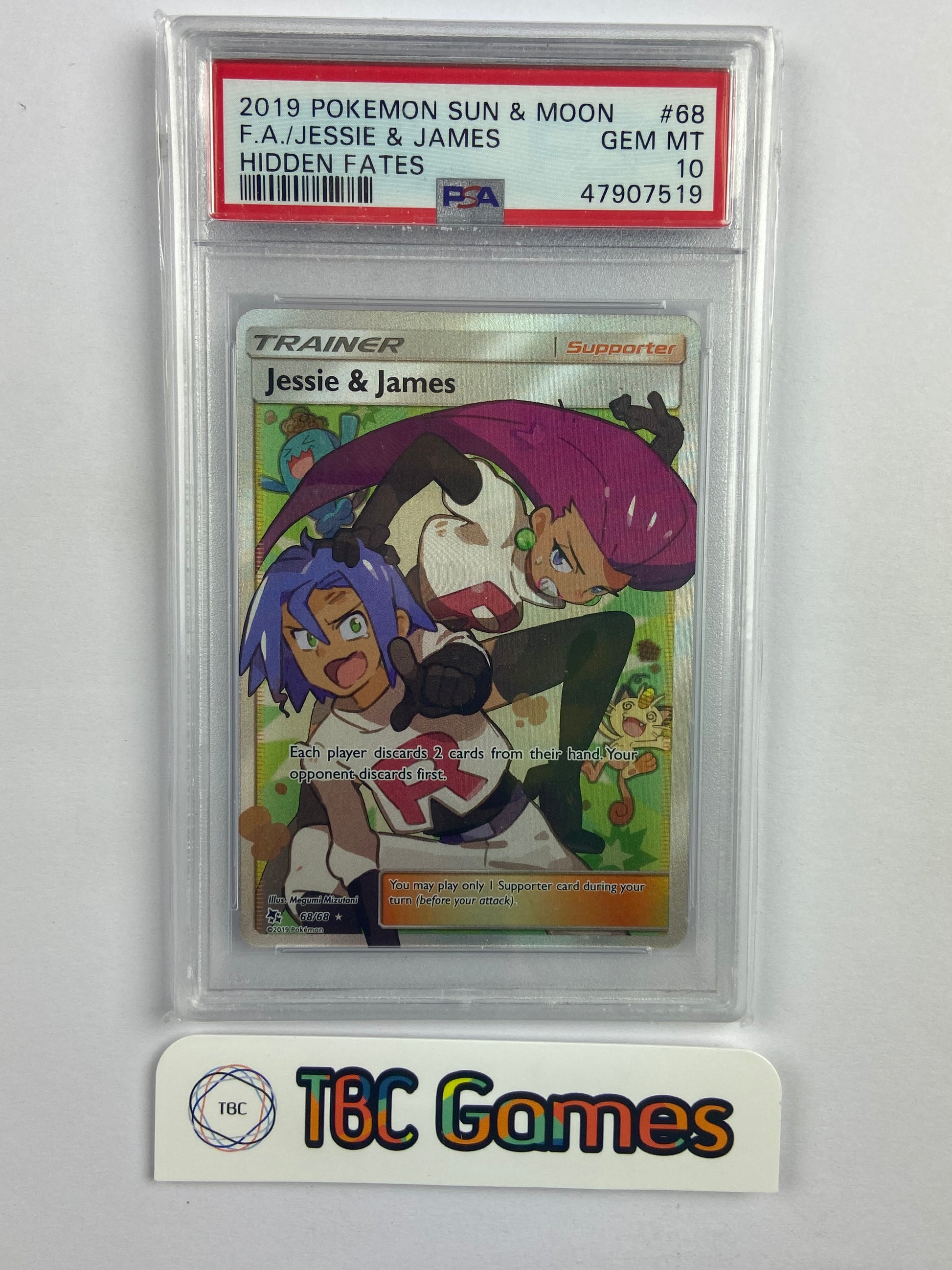 jesse and james pokemon card Jessie & James Hidden Fates 68/68 PSA 10 – TBC Games