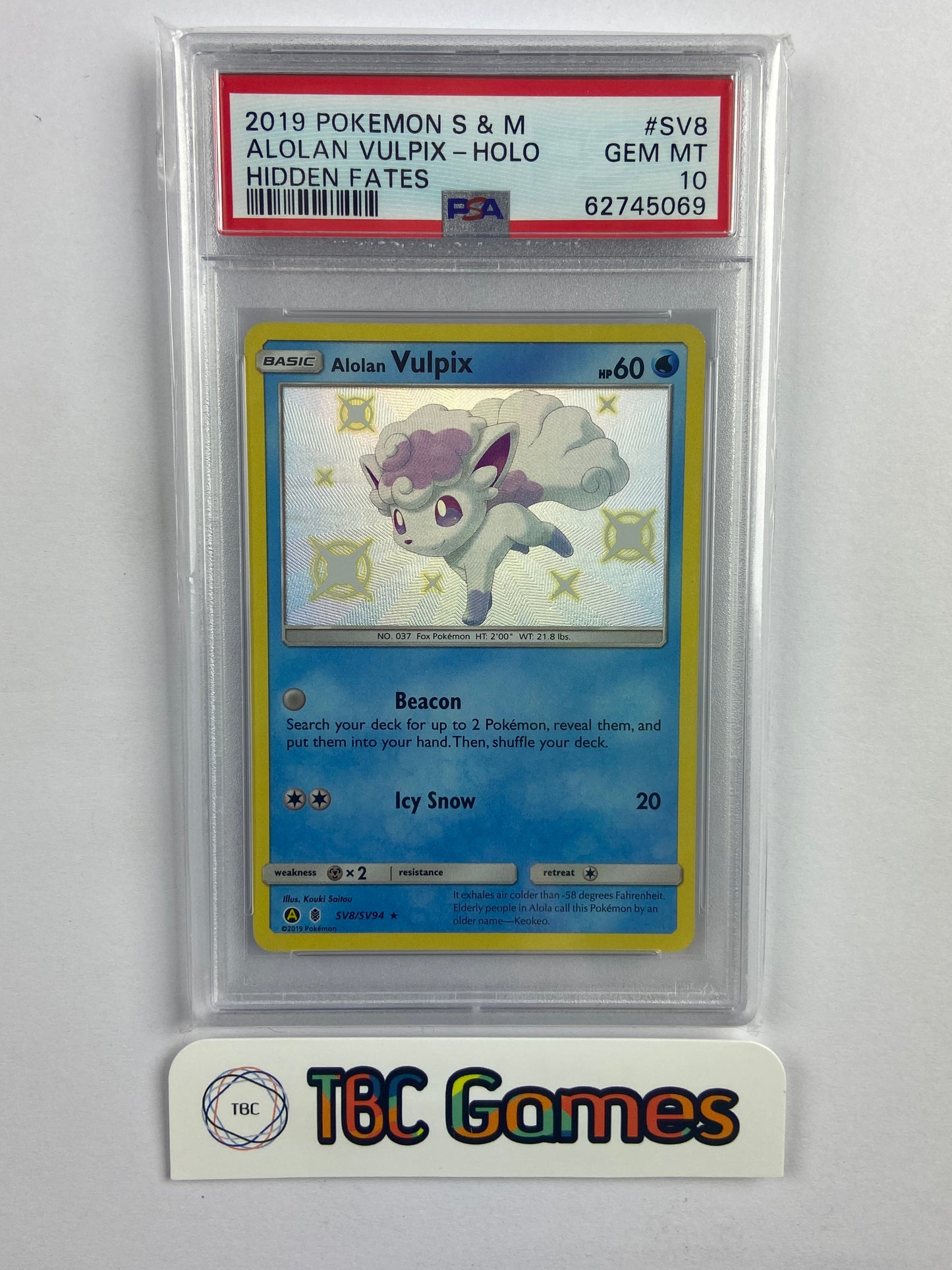 Alolan Vulpix Hidden Fates Shiny SV8/SV94 PSA 10