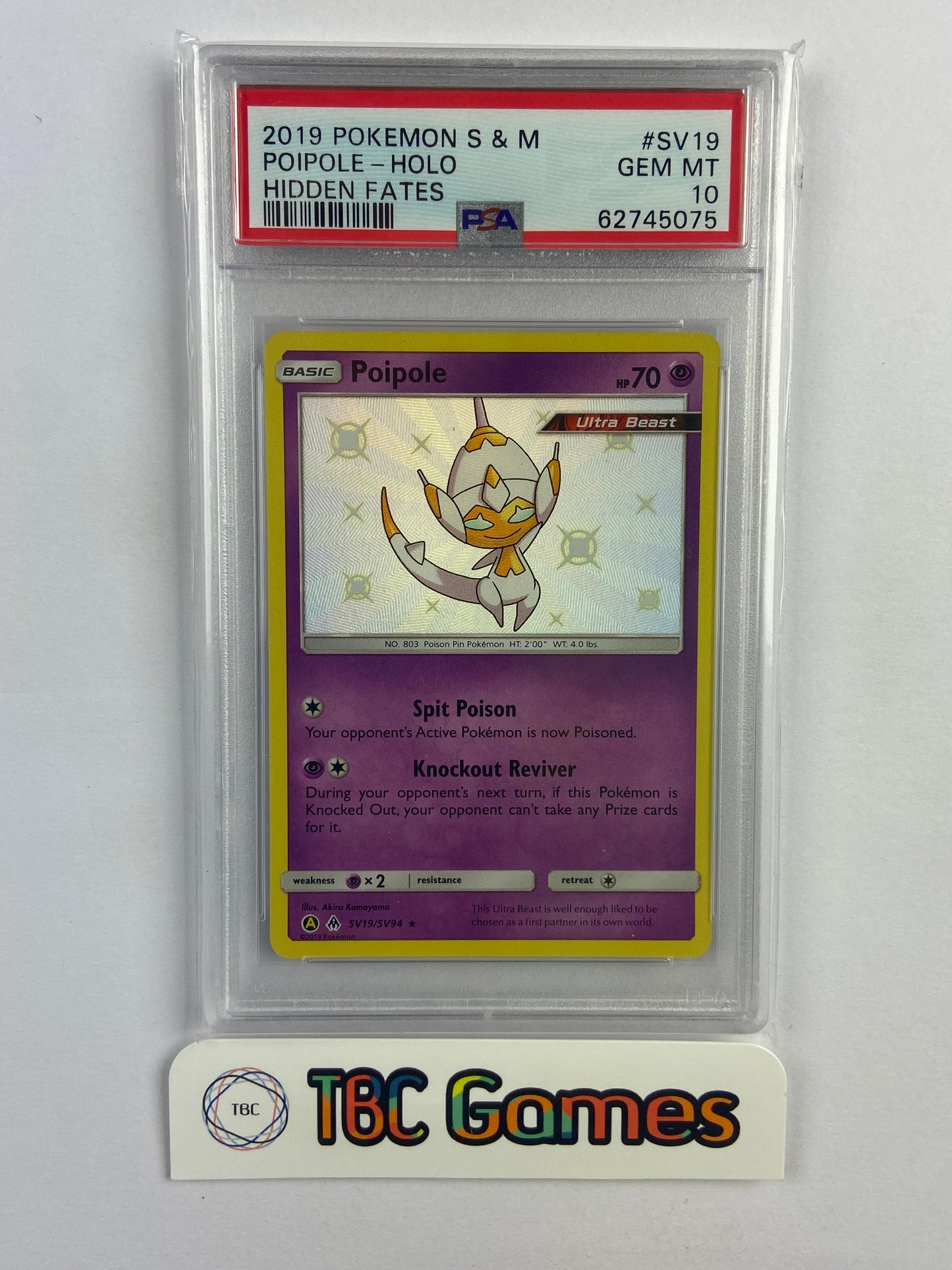 Poipole Hidden Fates Shiny SV19/SV94 PSA 10 TBC Games Poipole Hidden Fates Shiny SV19/SV94 PSA 10 TBC Games