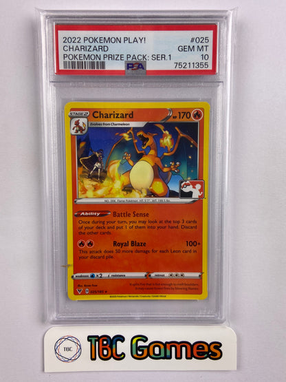 Charizard Vivid Voltage Prize Pack 1 League Play 025/185 PSA 10 TBC Games Charizard Vivid Voltage Prize Pack 1 League Play 025/185 PSA 10 TBC Games