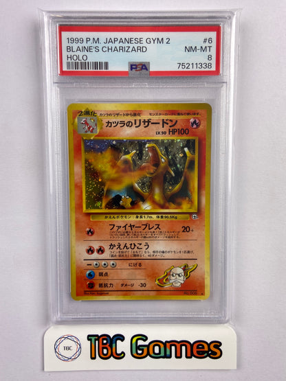 Blaine's Charizard Gym 2 Holo Japanese PSA 8