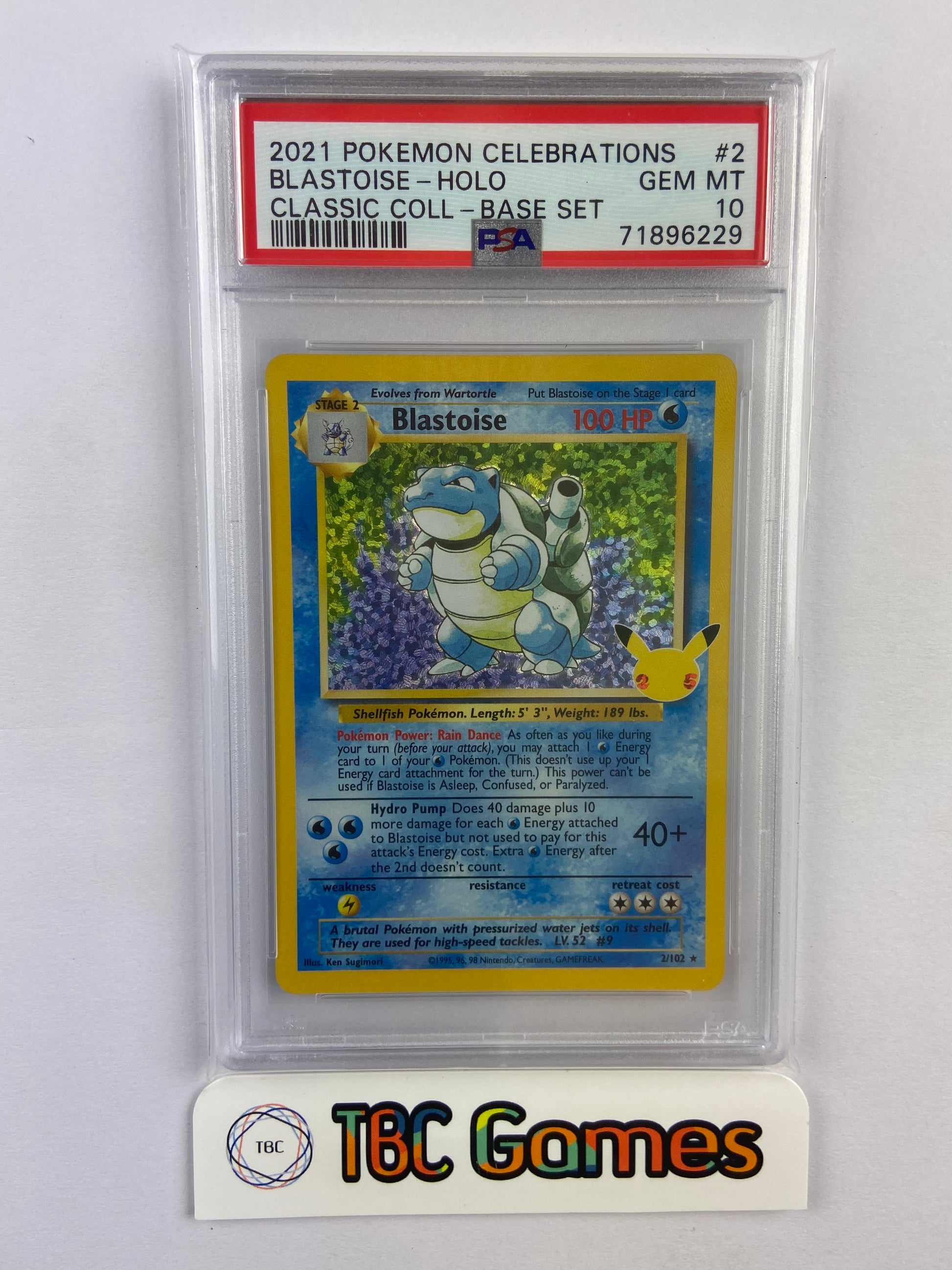 Pokemon Celebrations Classic Collection Holo Blastoise Card 2/102 - Near Mint Condition, Water Type Stage 2 Pokemon Celebrations Classic Collection Holo Blastoise Card 2/102 - Near Mint Condition, Water Type Stage 2