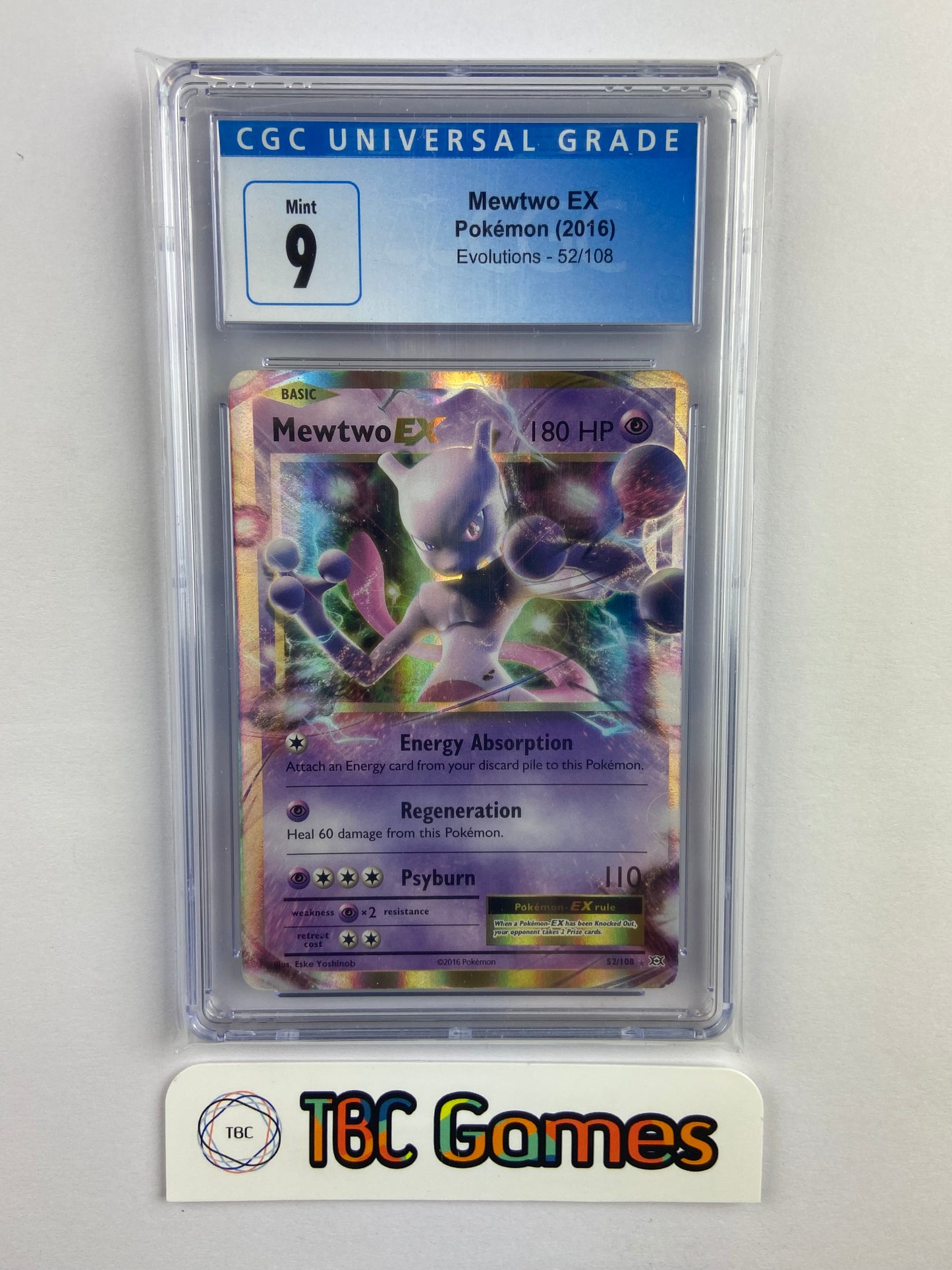 Mewtwo EX Evolutions 52/108 CGC 9 TBC Games Mewtwo EX Evolutions 52/108 CGC 9 TBC Games