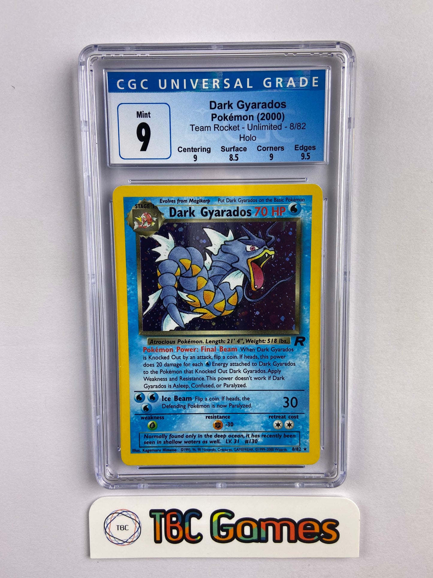 Dark Gyarados Team Rocket Unlimited Holo 8/82 Subgrades CGC 9