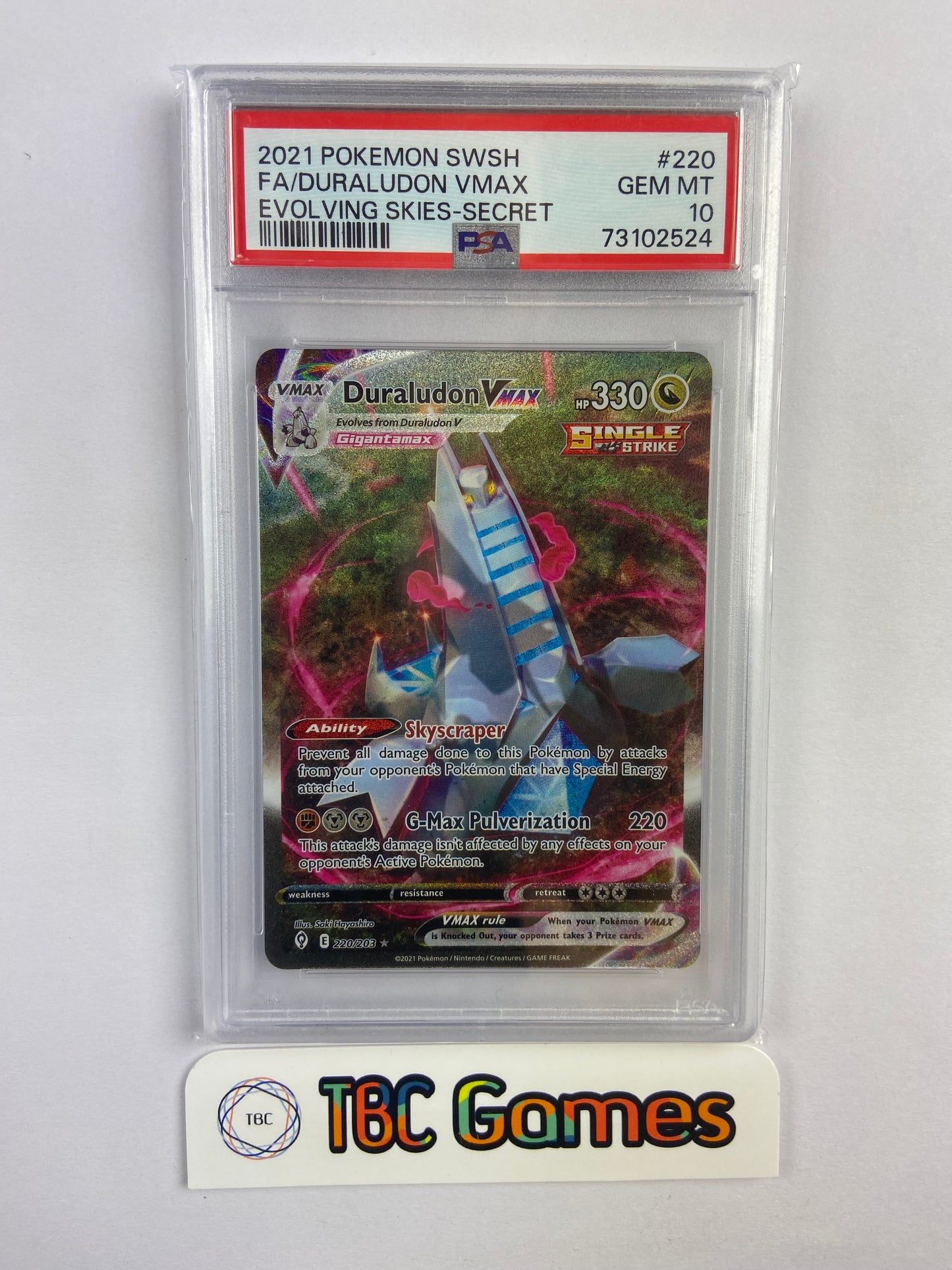 Duraludon VMAX Evolving Skies Alt Art 220/203 PSA 10 TBC Games Duraludon VMAX Evolving Skies Alt Art 220/203 PSA 10 TBC Games