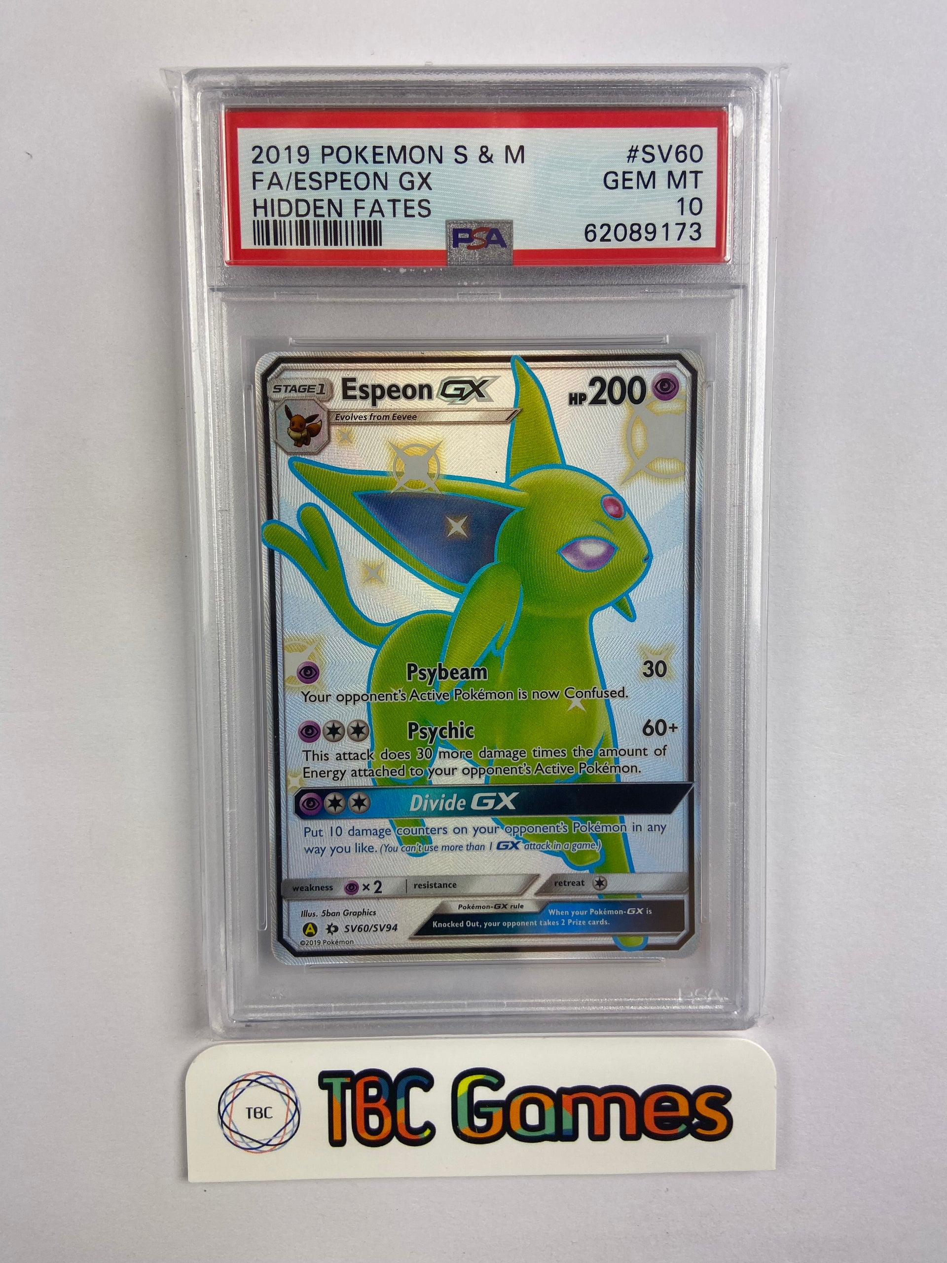 Espeon GX Hidden Fates SV60/SV94 PSA 10 TBC Games Espeon GX Hidden Fates SV60/SV94 PSA 10 TBC Games