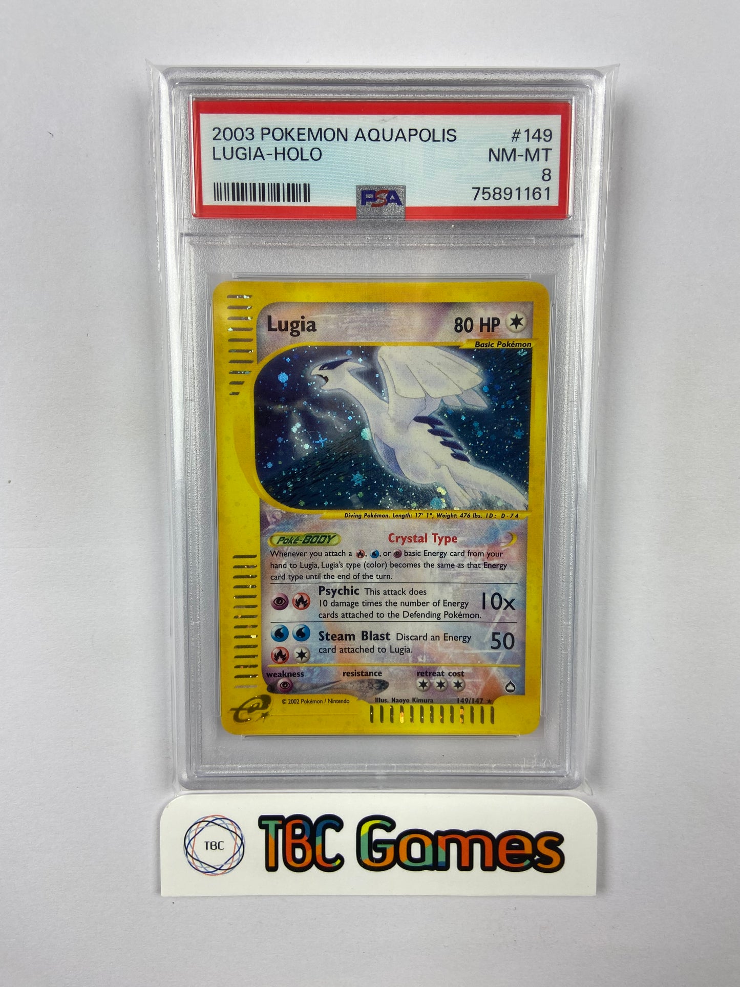 Crystal Lugia Aquapolis 149/147 Miscut Error PSA 8 TBC Games Crystal Lugia Aquapolis 149/147 Miscut Error PSA 8 TBC Games
