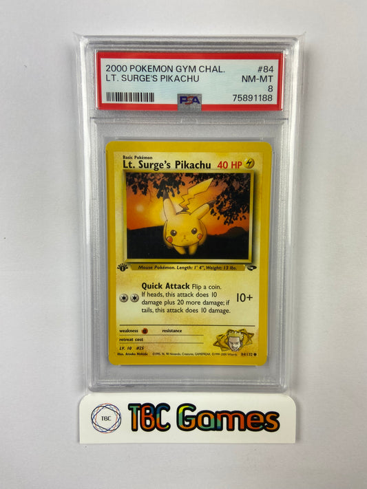 Lt. Surge's Pikachu Gym Challenge 1st Edition 84/132 PSA 8