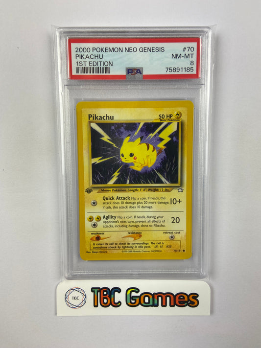 Pikachu Neo Genesis 1st Edition 70/111 PSA 8
