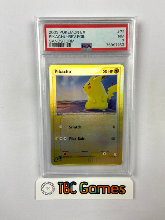Pikachu Sandstorm Reverse Holo 72/100 PSA 7
