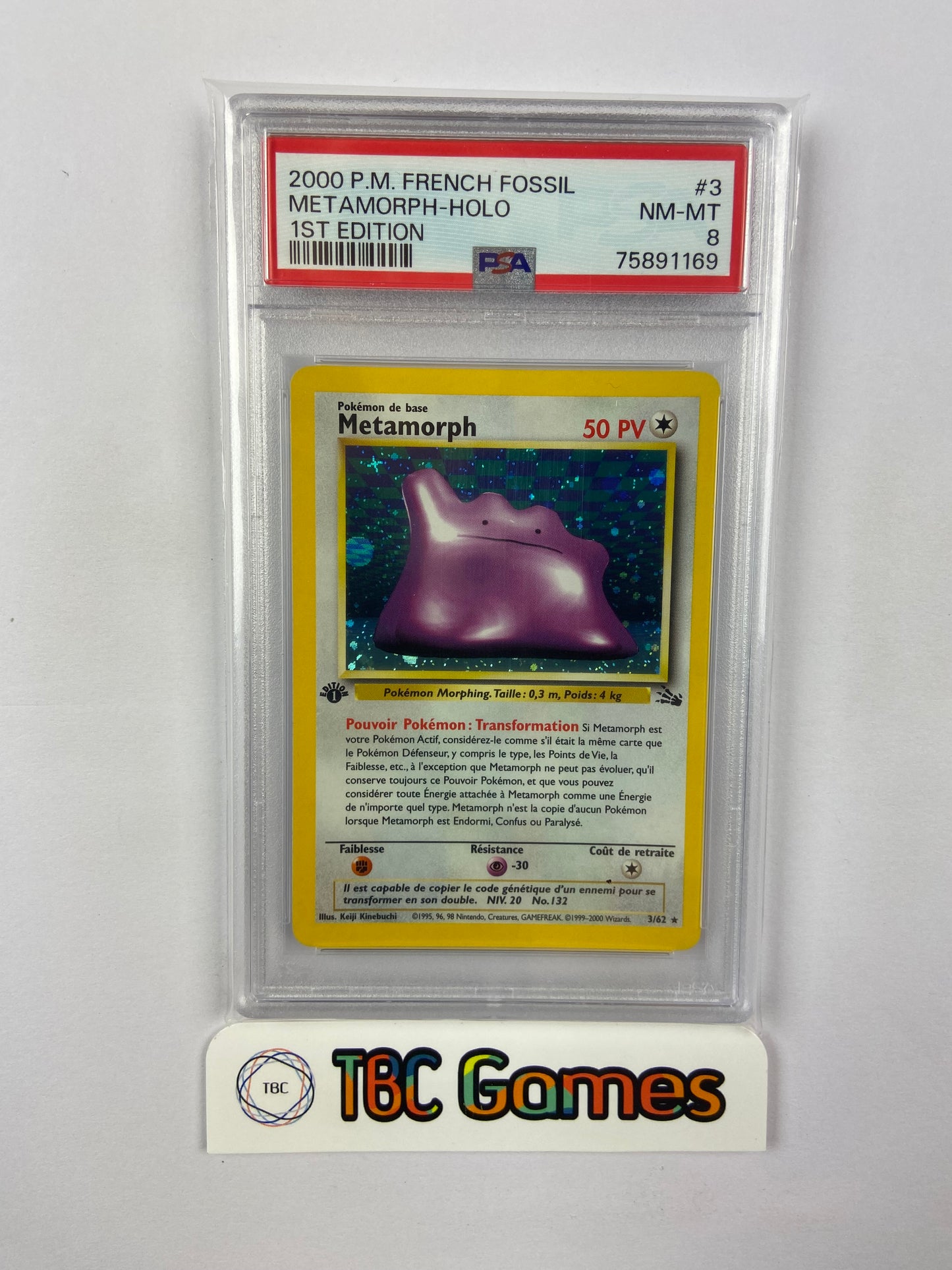 Metamorph Ditto Fossil 1st Edition 3/62 FRENCH PSA 8