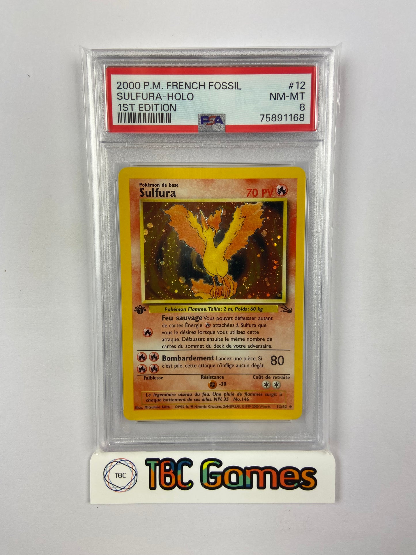 Sulfura Moltres Fossil 1st Edition 12/62 FRENCH PSA 8