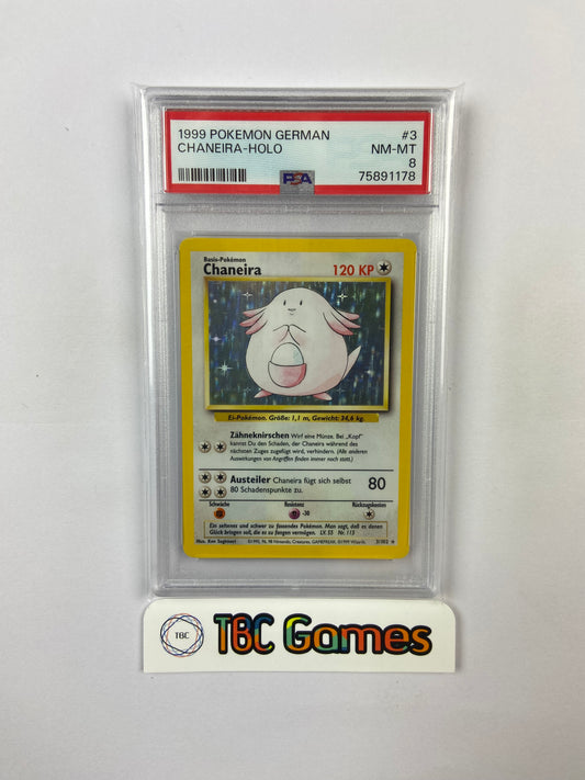 Chaneira Chansey Base Set 3/102 GERMAN PSA 8