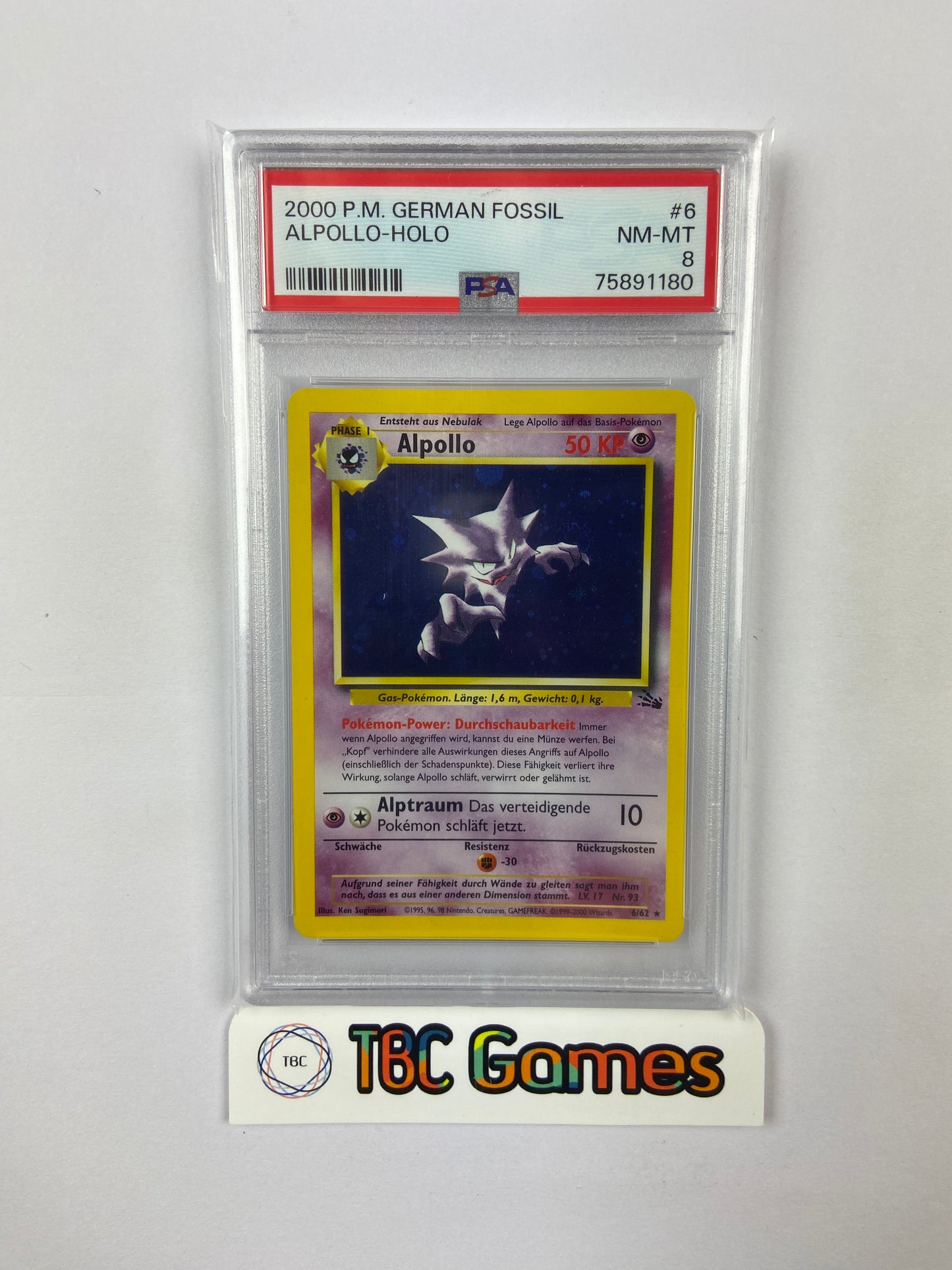 Alpollo Haunter Fossil 6/62 GERMAN PSA 8