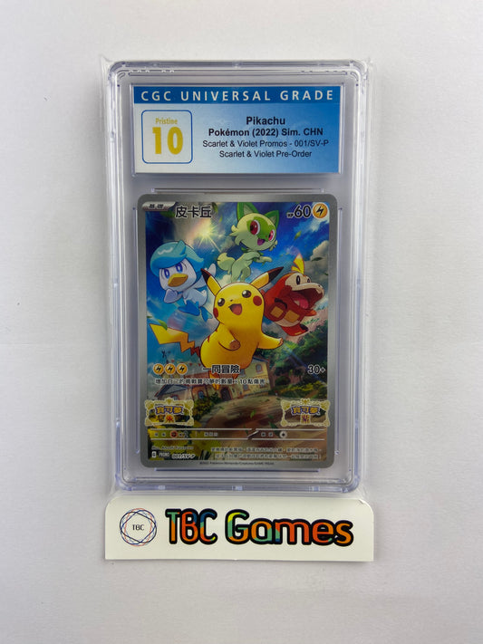 Pikachu Scarlet & Violet Pre Order Promo 001/SV-P CHINESE CGC 10