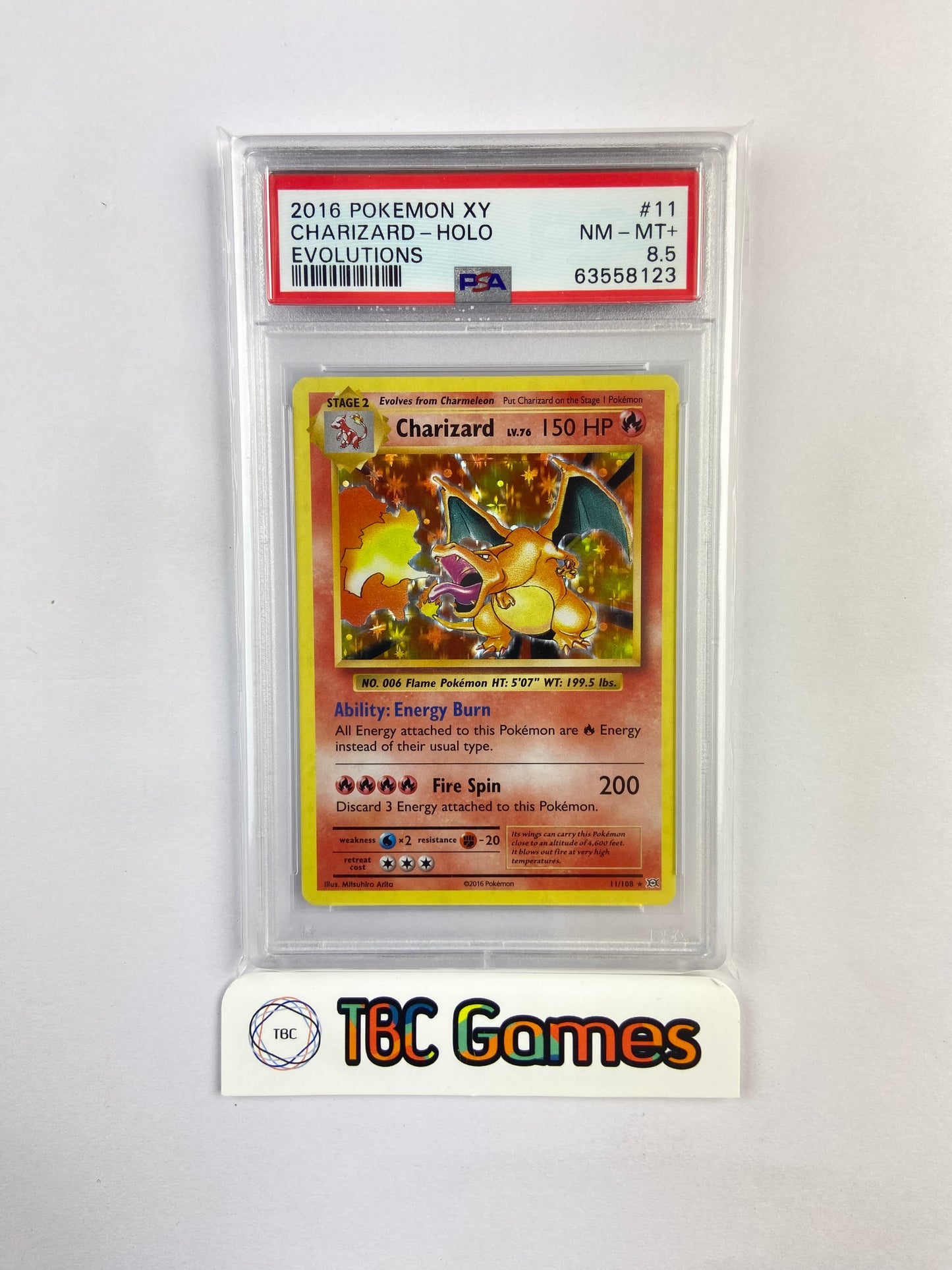 Charizard Evolutions Holo 11/108 PSA 8.5 – TBC Games