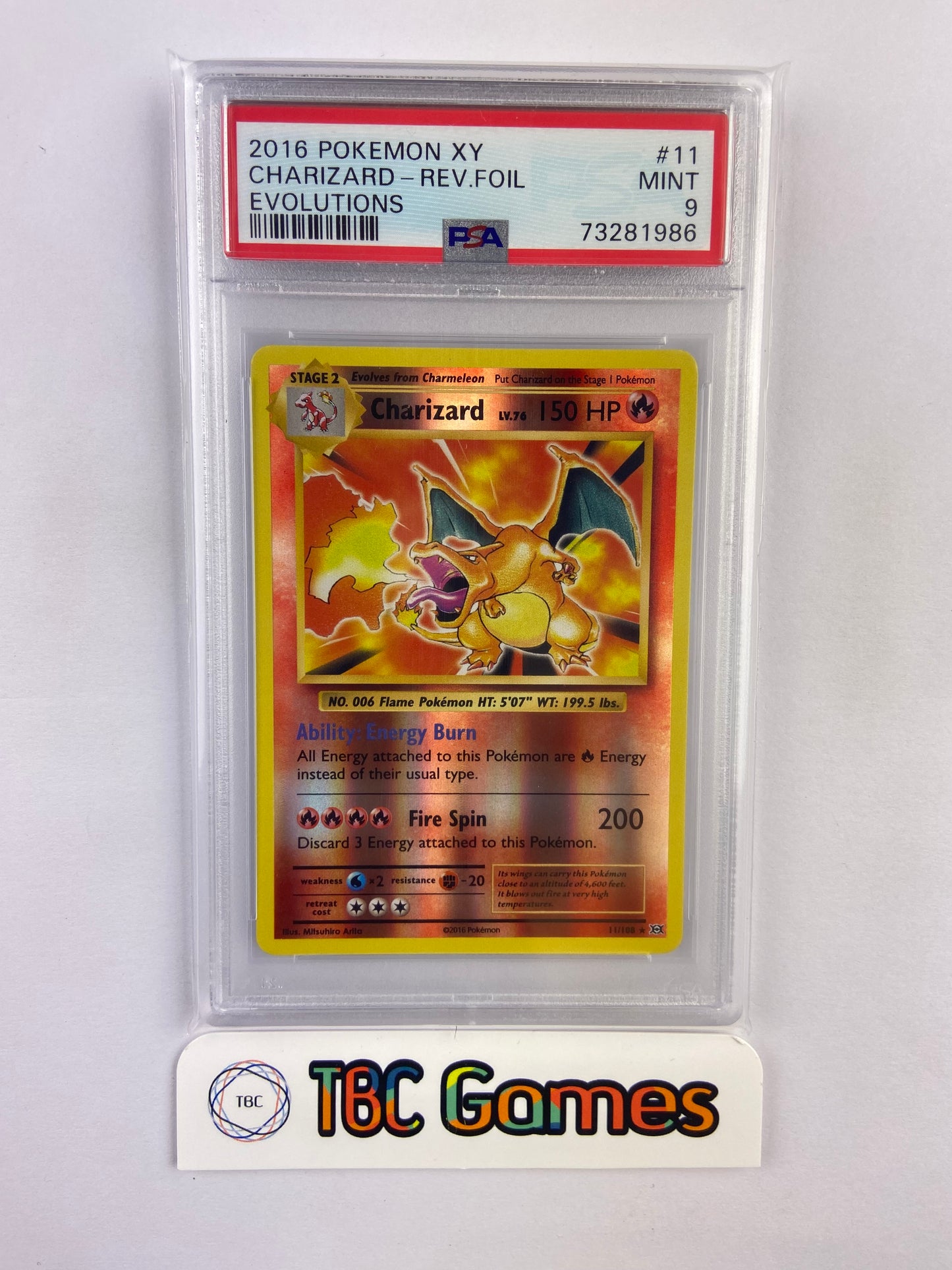 Charizard Evolutions Reverse Holo 11/108 PSA 9 TBC Games Charizard Evolutions Reverse Holo 11/108 PSA 9 TBC Games