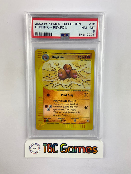 Dugtrio Expedition Reverse Holo 10/165 PSA 8
