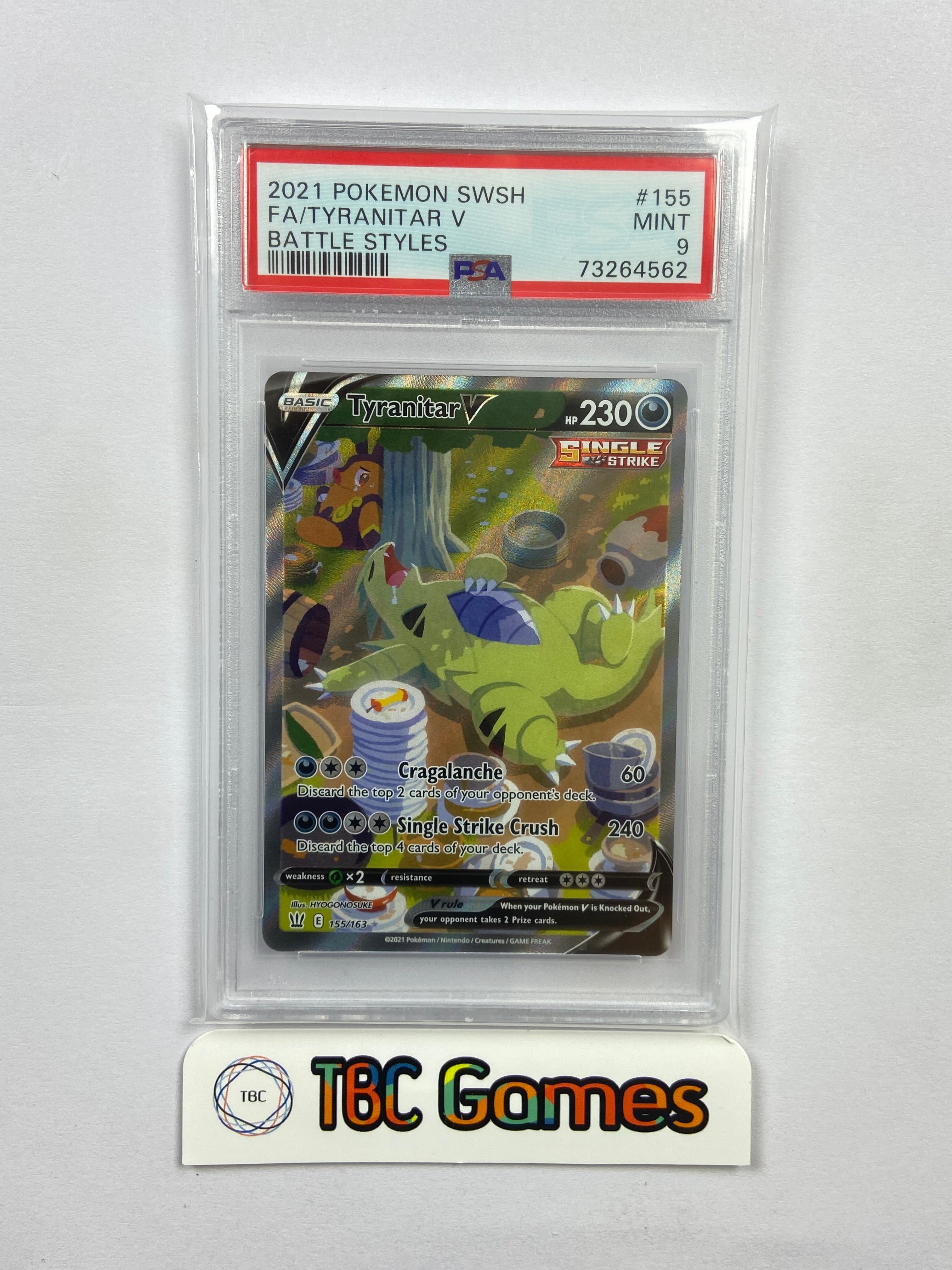 (PSA 9) 2024 2021 Pokemon 155/163 Tyranitar V Battle Styles