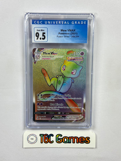 mew pokemon card vmax Mew VMAX Fusion Strike Secret Rainbow 268/264 CGC 9.5 – TBC Games