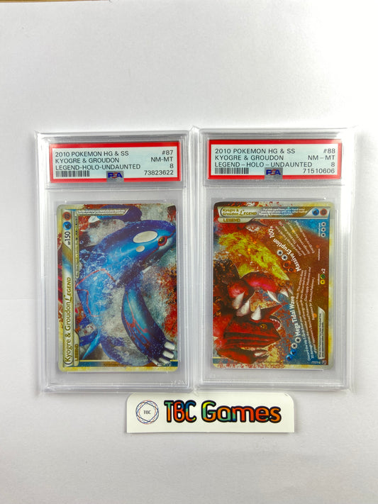 Kyogre & Groudon Legend Top Bottom Set Undaunted 87/90 88/90 PSA 8
