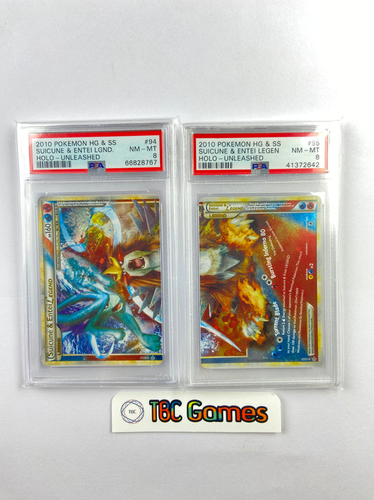 Suicune & Entei Legend Top Bottom Set Unleashed 94/95 95/95 PSA 8