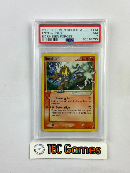 Entei Gold Star Unseen Forces 113/115 PSA 7