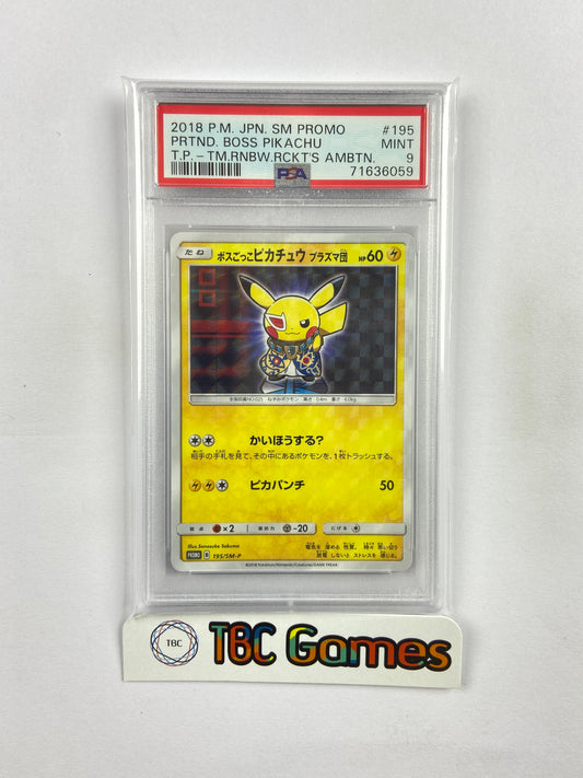 Pikachu Pretend Boss Rocket's Ambition 195/SM-P Japanese PSA 9